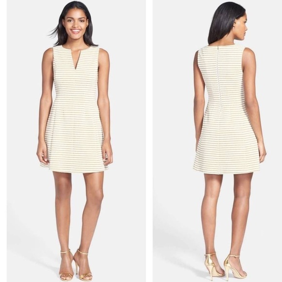 lilly pulitzer white and gold striped dress LILLY PULITZER PEARL SOFT SHIFT DRESS